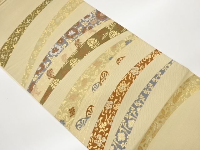 JAPANESE FUKURO OBI / WOVEN GRAPE ARABESQUE